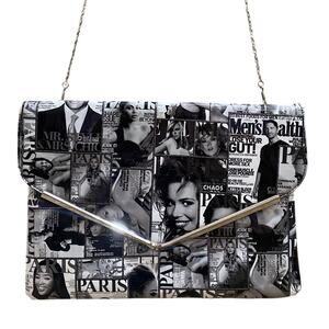 Olivia Miller Magazine Print Chain Crossbody Purse Vintage Y2K Paris Style